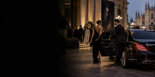 Private chauffeur service for Milan Fashion Week with luxury Mercedes in Milan