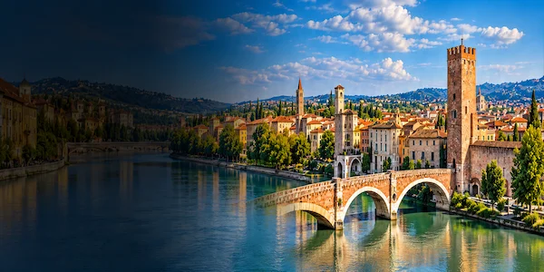 Private transfer from Malpensa to Verona with panoramic view of Verona and the Adige River