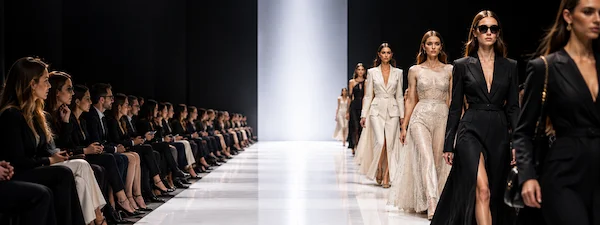 Milan Fashion Week runway show with international fashion guests