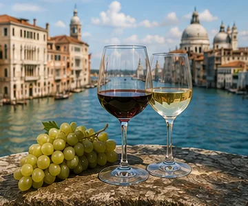 Venetian local wines overlooking the Grand Canal in Venice