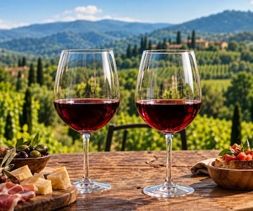 Lombardy red wines served with a vineyard view
