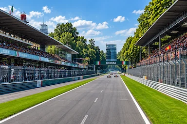 Monza Grand Prix circuit with grandstands at Autodromo Nazionale Monza