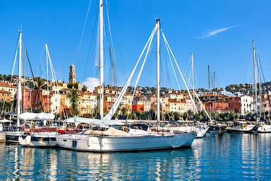 Sailboats at Porto Antico di Genova near the Genoa Boat Show