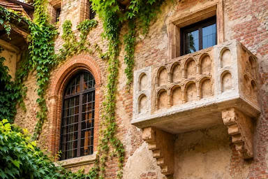 Juliet’s House balcony in Verona during a private transfer from Malpensa Airport