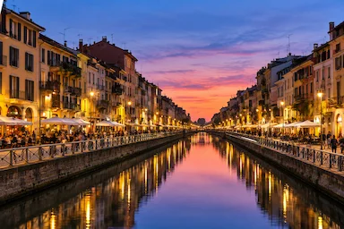 Navigli district in Milan for private chauffeur service