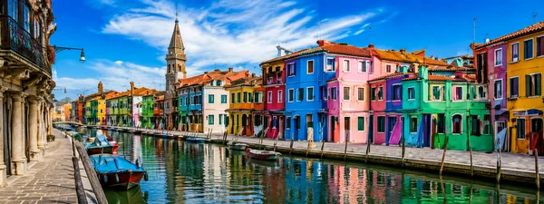 Colorful houses and canal in Burano Venice, private chauffeur transfer to Venice