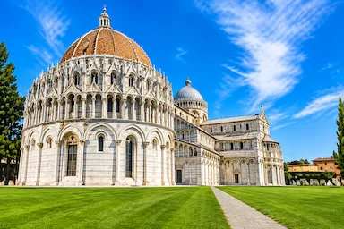 Pisa Baptistery and Cathedral in Piazza dei Miracoli